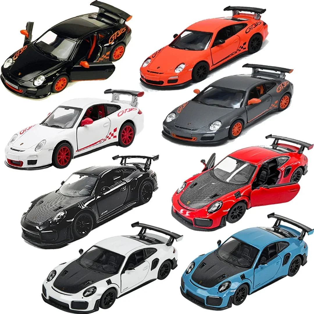 KiNSMART 1:36 Porsche 911 GT2 RS + Porsche GT3 RS (997) – 8-Piece Diecast Set, 4 Colors Each