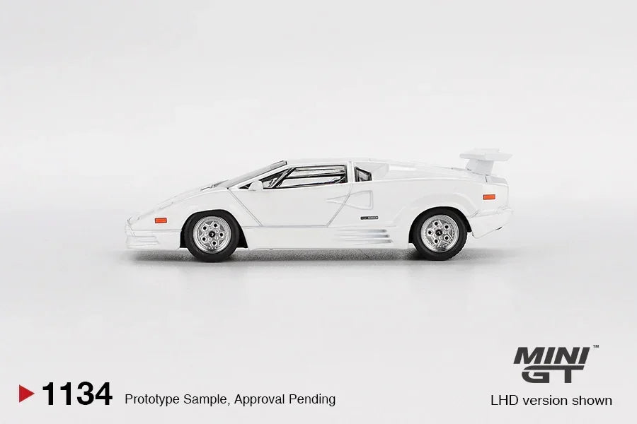 Mini GT 1:64 Lamborghini Countach 25th Anniversary White Diecast Car | Premium Collector Scale Model