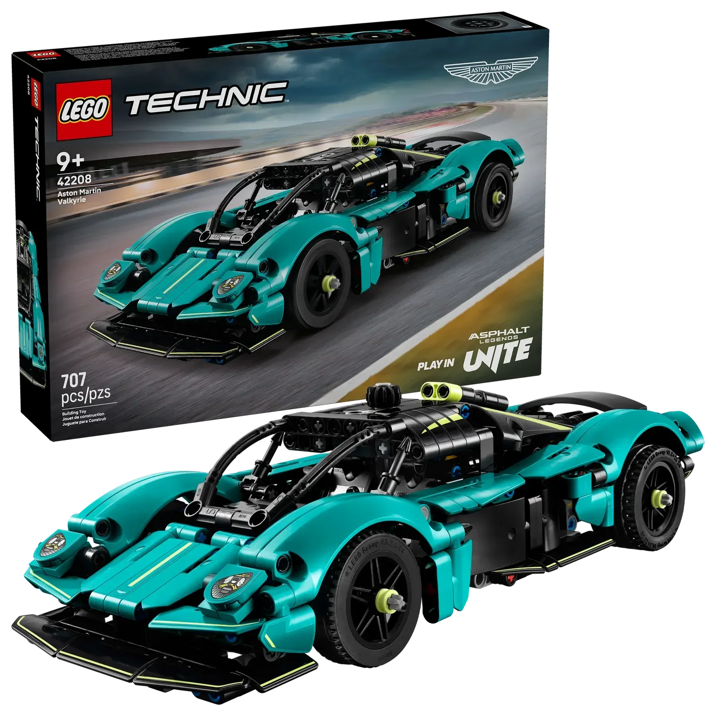 LEGO Technic 42208 Aston Martin Valkyrie 707Piece Teal Supercar Model with Gullwing Doors & V12 Engine (Ages 9+) - Jaiman Toys