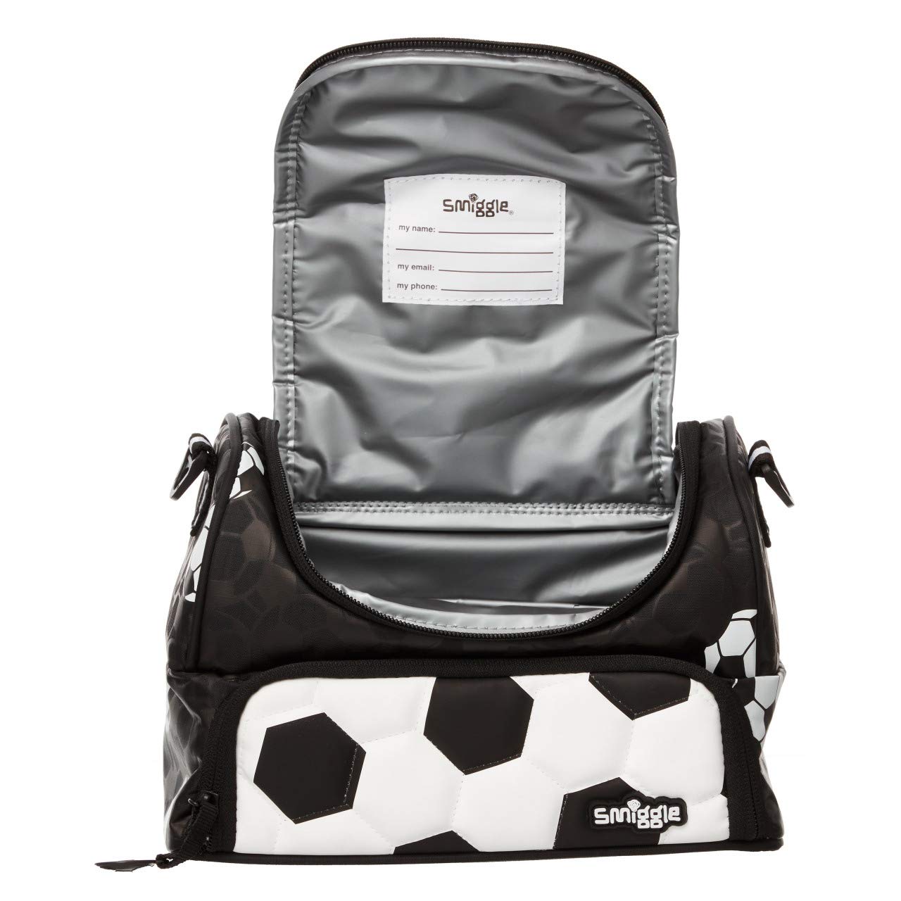 Smiggle Soccer Double Decker Lunch Bag for Kids | Insulated School Lunch Box with Strap