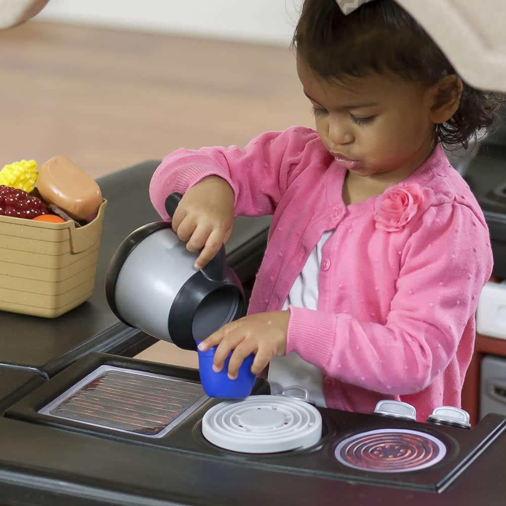 Step2 Grand Walk-In Kitchen Playset β Tan/Maroon/Black for Kids - Jaiman Toys