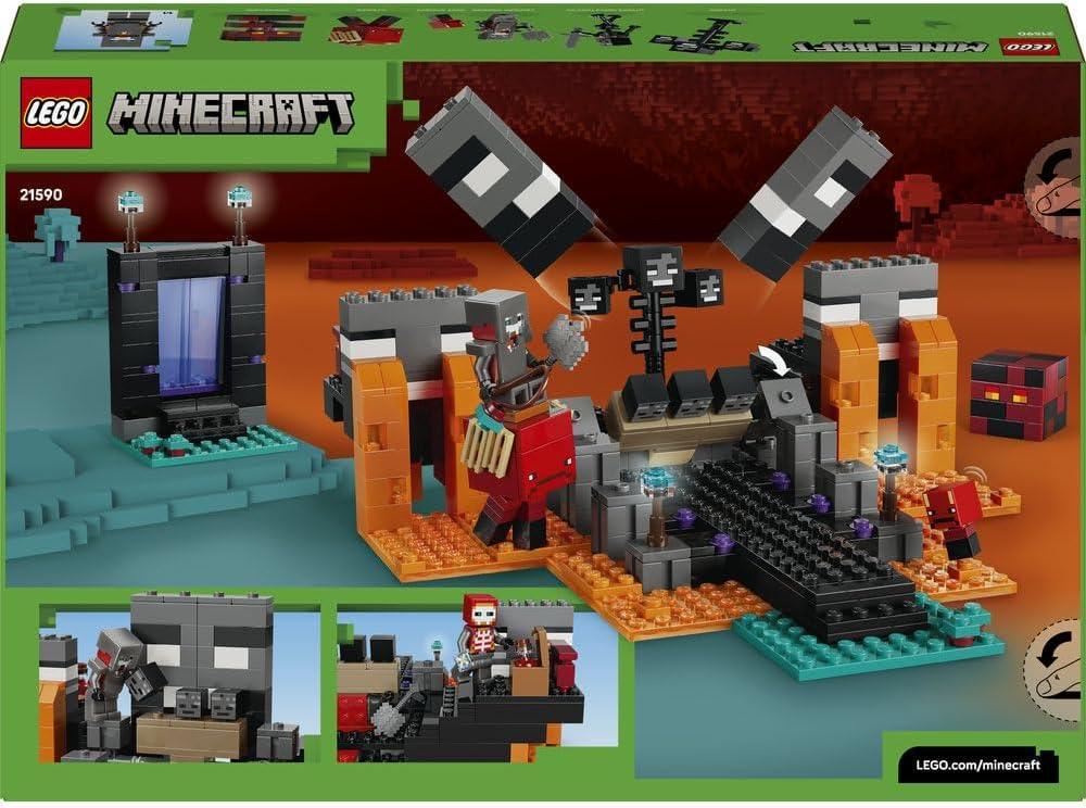 LEGO Minecraft 21590 Wither Battle - Interactive Toy with Crimson Warrior, Strider, Magma Cube & 2 Wither Skeleton Mob Figures - Gamer Gift for 8+ Year Old Boys & Girls