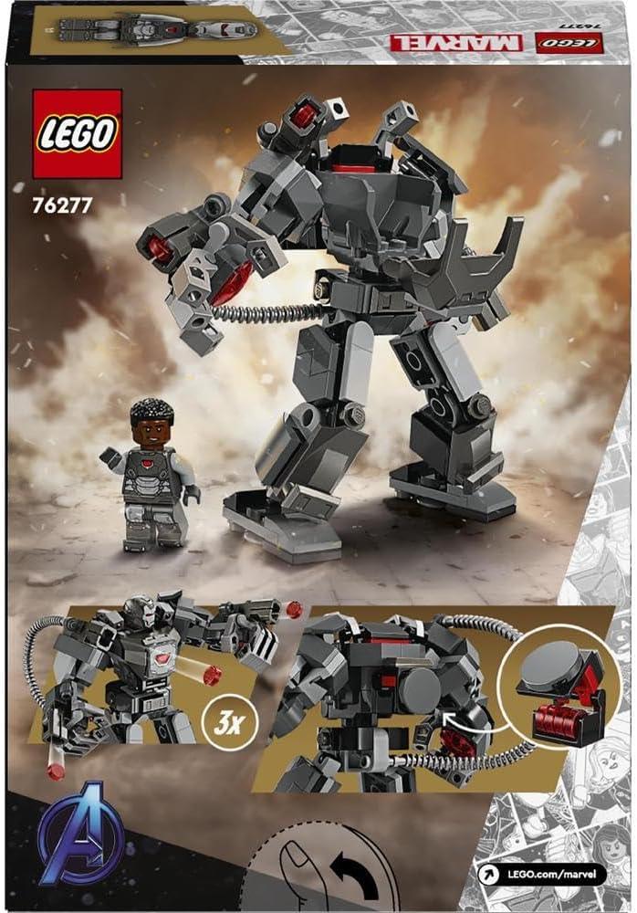 LEGO Marvel 76277 War Machine Mech Armour, Buildable Toy Action Figure for Kids with 3 Stud Shooters, Legendary Character from the MCU, Gifts for Boys and Girls Aged 6 Plus Years Old