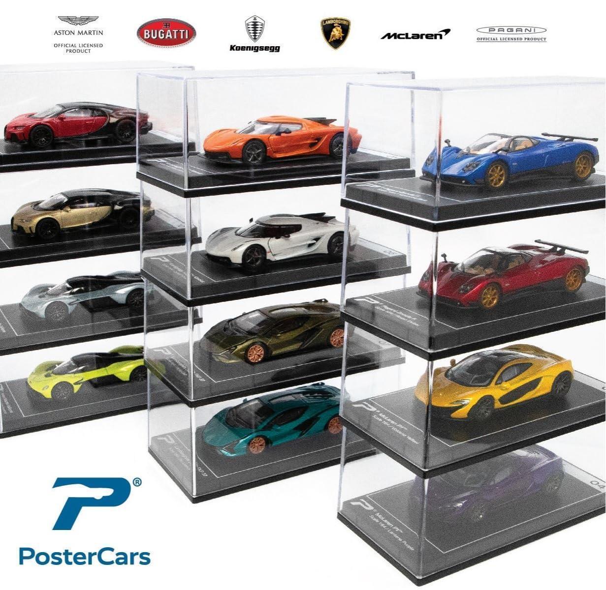 PosterCars 1:64 Aston Martin Valkyrie – Skyfall Silver 11 - Acrylic Box | Hypercar League Collection Diecast Model - Jaiman Toys