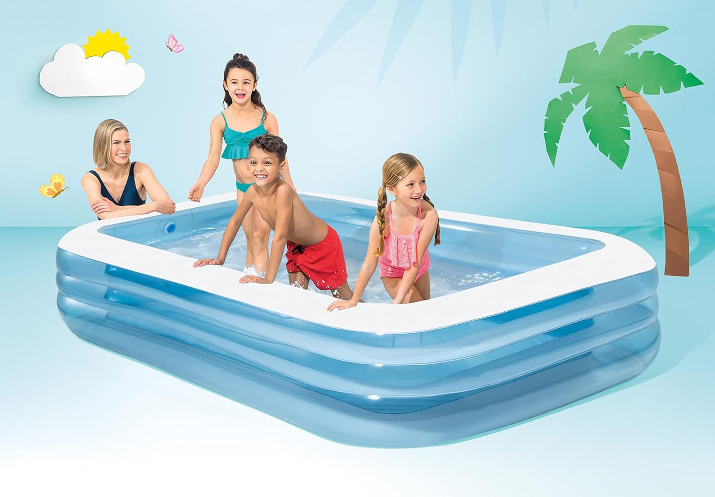 Intex 58484 Swim Center Family Inflatable Pool 10 Feet – Large Outdoor Garden Swimming Pool for Kids & Family