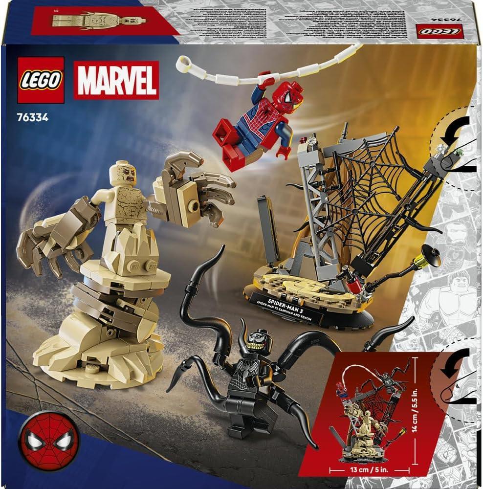 LEGO | Marvel 76334 Epic Battle: Spider-Man vs. Sandman - Superhero Toy w/ 3 Minifigures incl. Venom, and a Construction Site - Gift for 9+ Year Old Boys & Movie Fans