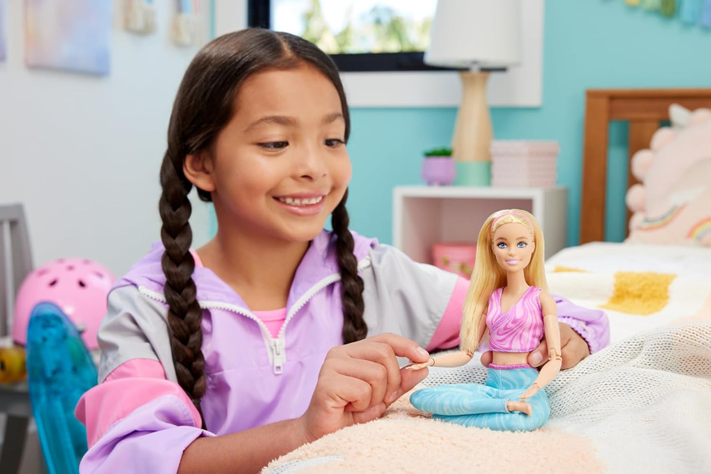 Barbie Made to Move Fashion Doll with Blonde Hair & 22 Articulated Joints | Pink Sports Top & Blue Yoga Pants