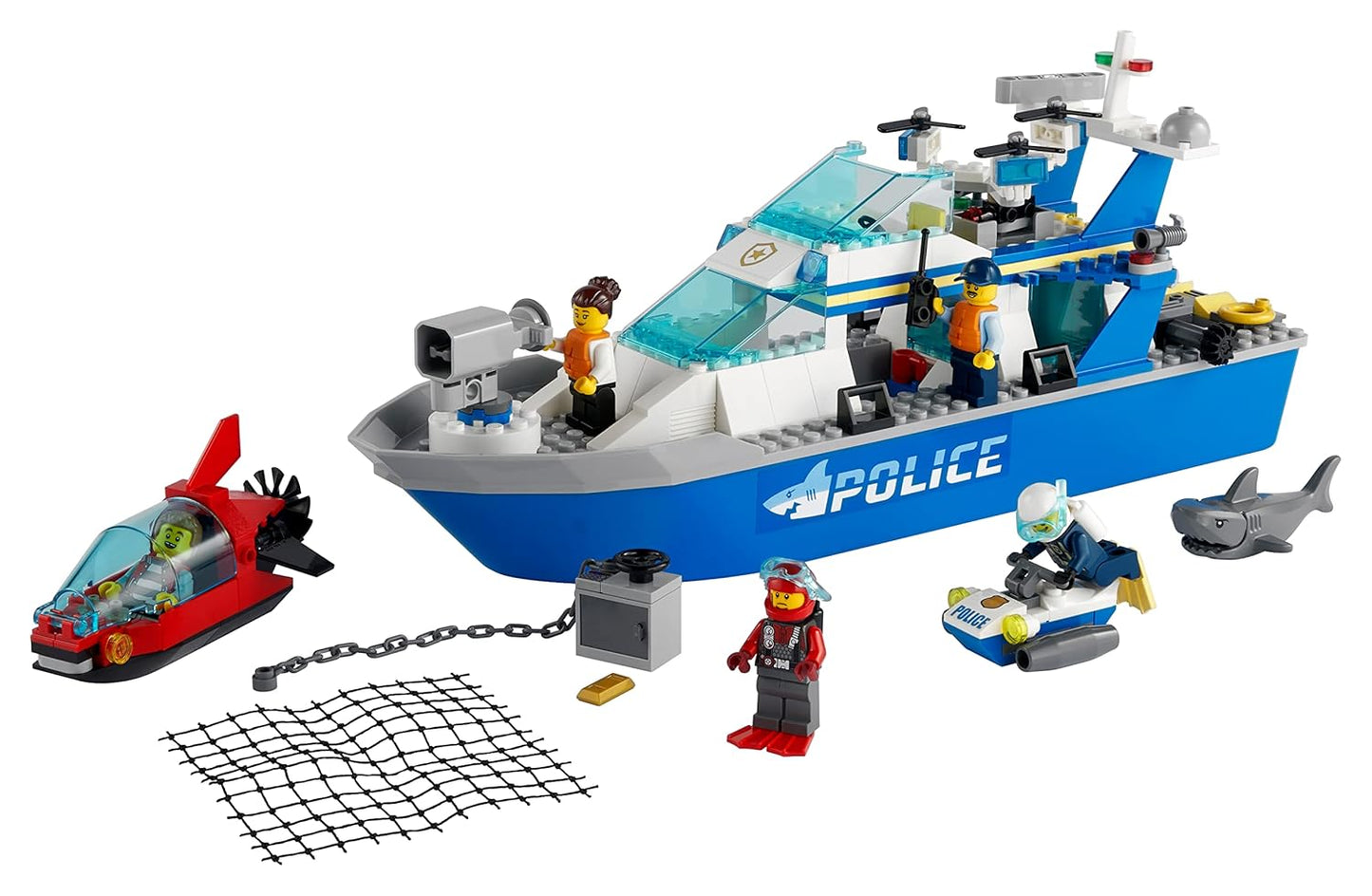 LEGO City Police Patrol Boat 60277 Building Kit (276 Pcs),Multicolor