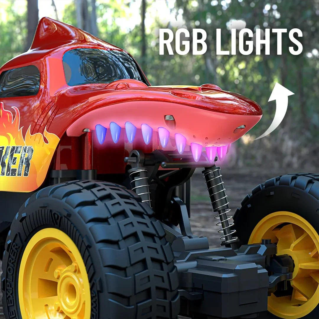 Mirana Spiker 2WD RC Car – High-Speed Offroad Crawler with App Control, Bluetooth Speakers & RGB Lights | USB Rechargeable Monster Truck for Kids 3+ (Red) - Jaiman Toys