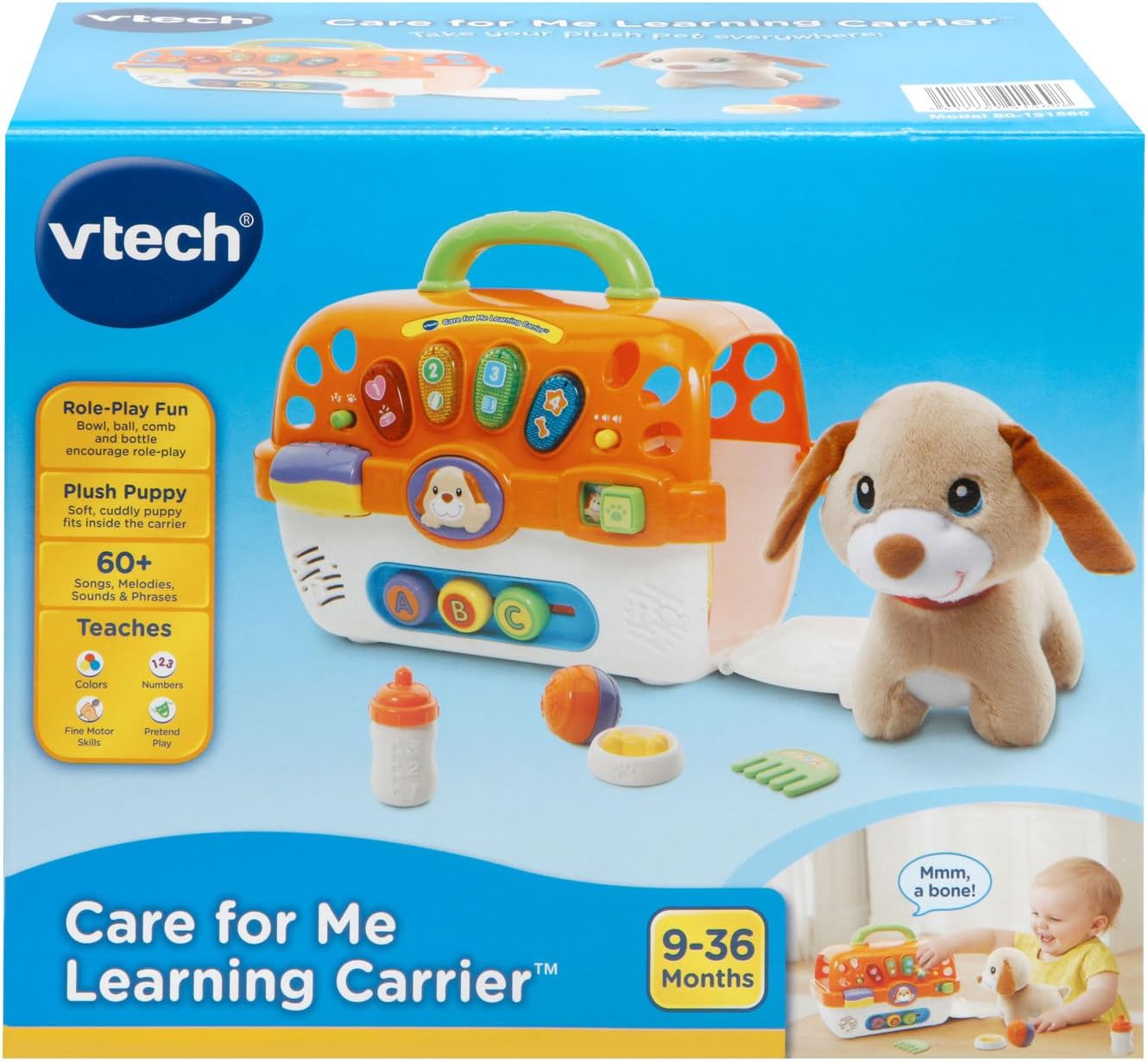 VTech Care for Me Learning Carrier Toy | Interactive Plush Puppy Pet Carrier with Accessories, Sounds, Music & Early Learning for Toddlers