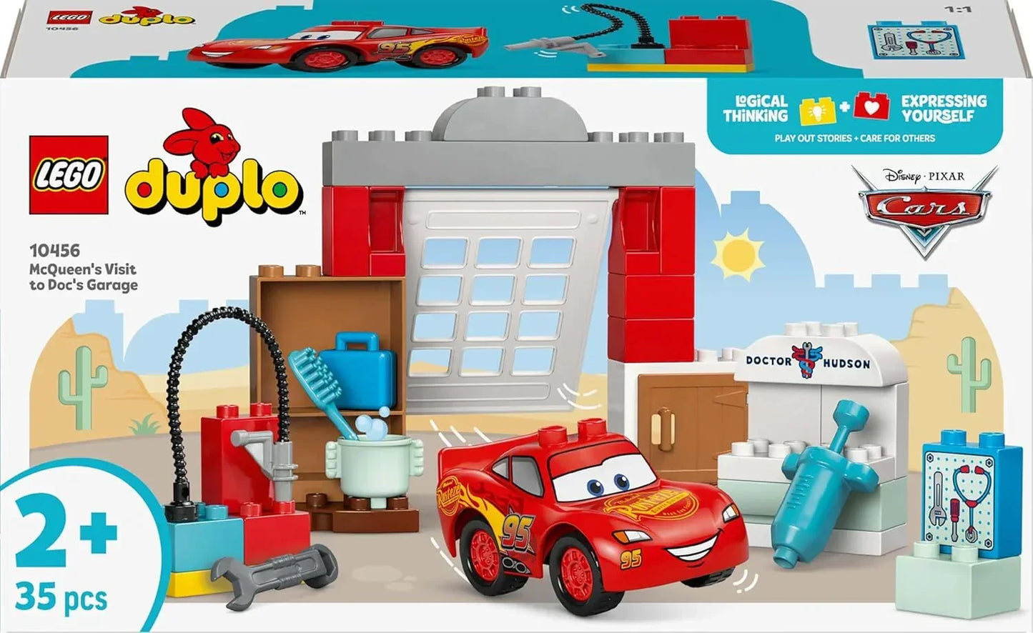 LEGO DUPLO 10456 Disney and Pixar McQueen's Visit to Doc's Garage - incl. a Race Car Toy for Toddlers, Car Wash Tools & Accessories - Gift for 2+ Year Old Boys & Girls