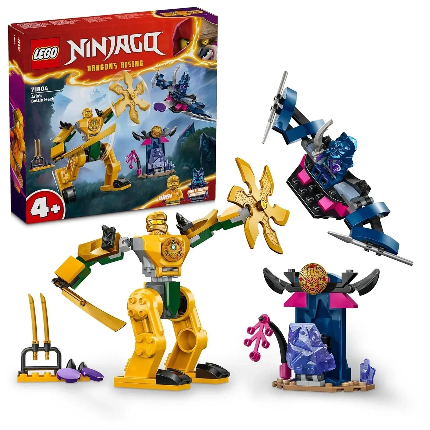LEGO Ninjago 71804 Arin's Battle Mech building set with figures and accessories for kids