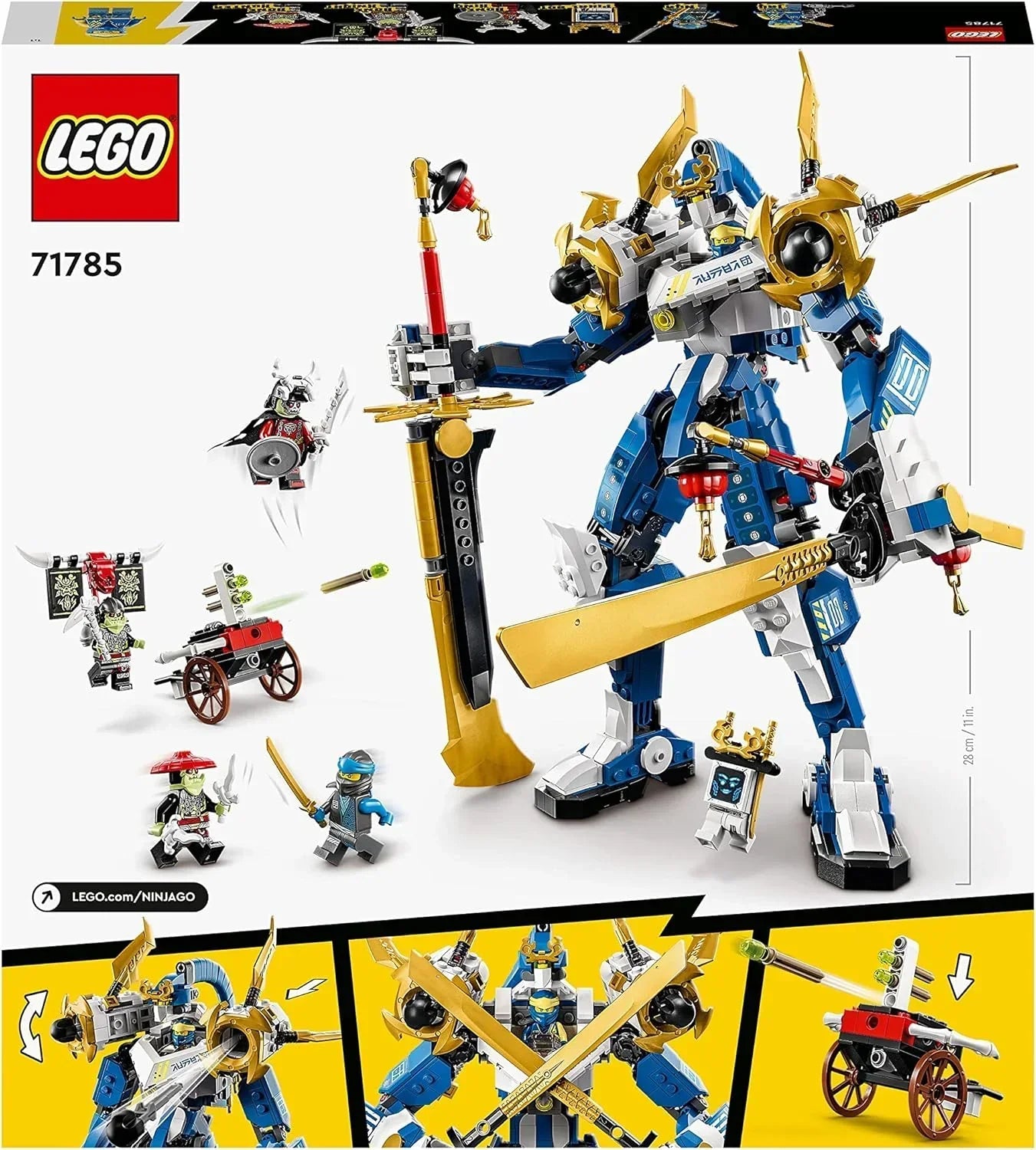 LEGO NINJAGO 71785 Jay’s Titan Mech, Large Action Figure Set, Battle Toy for Kids, Boys and Girls with 5 Minifigures & Stud-Shooting Crossbow