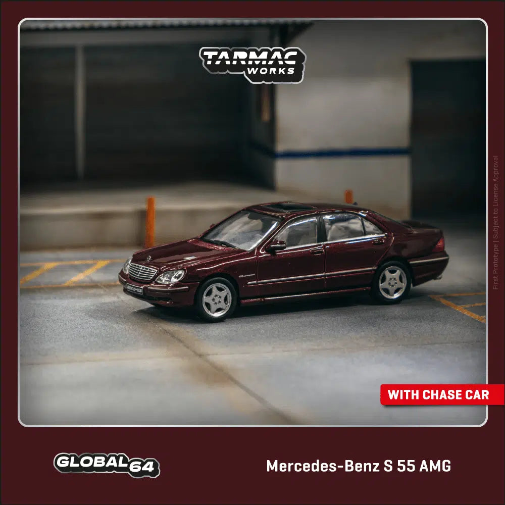 Tarmac Works 1:64 GLOBAL64 Mercedes-Benz S 55 AMG Bordeaux Red Metallic T64G-072-BO