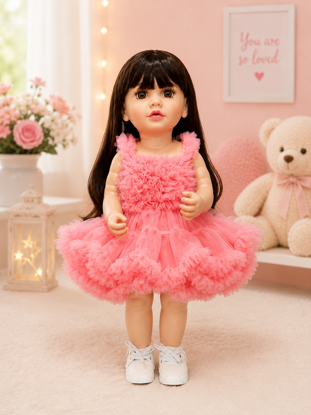 Interactive Baby Girl Doll with Remote Control, Story Book, Shoes & Sound Features | Pink Dress
