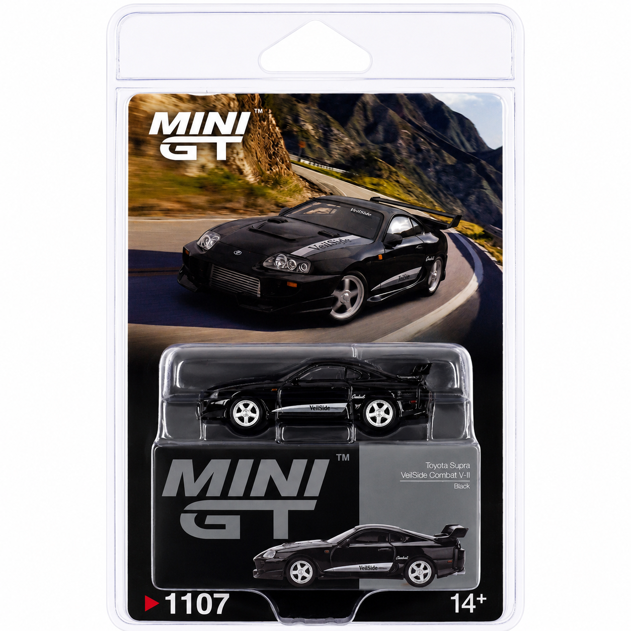 MINI GT 1:64 (Blister Pack) Toyota Supra VeilSide Combat V-II Black Diecast Model Car | Premium JDM Collectible Display Edition | #1107