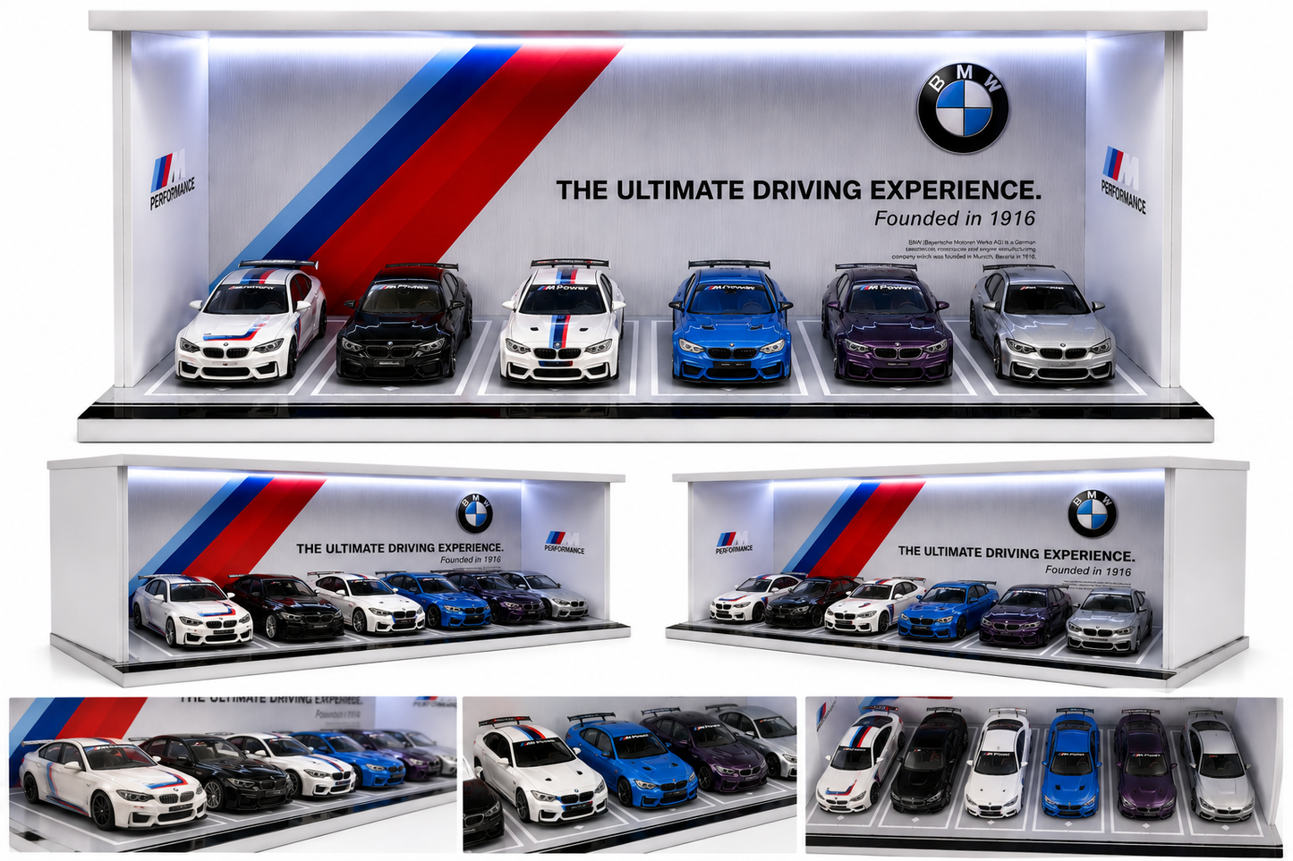 M-COOL 1:64 BMW Livery Parking Lot Garage Diorama with LED Light | Premium Diecast Display Case