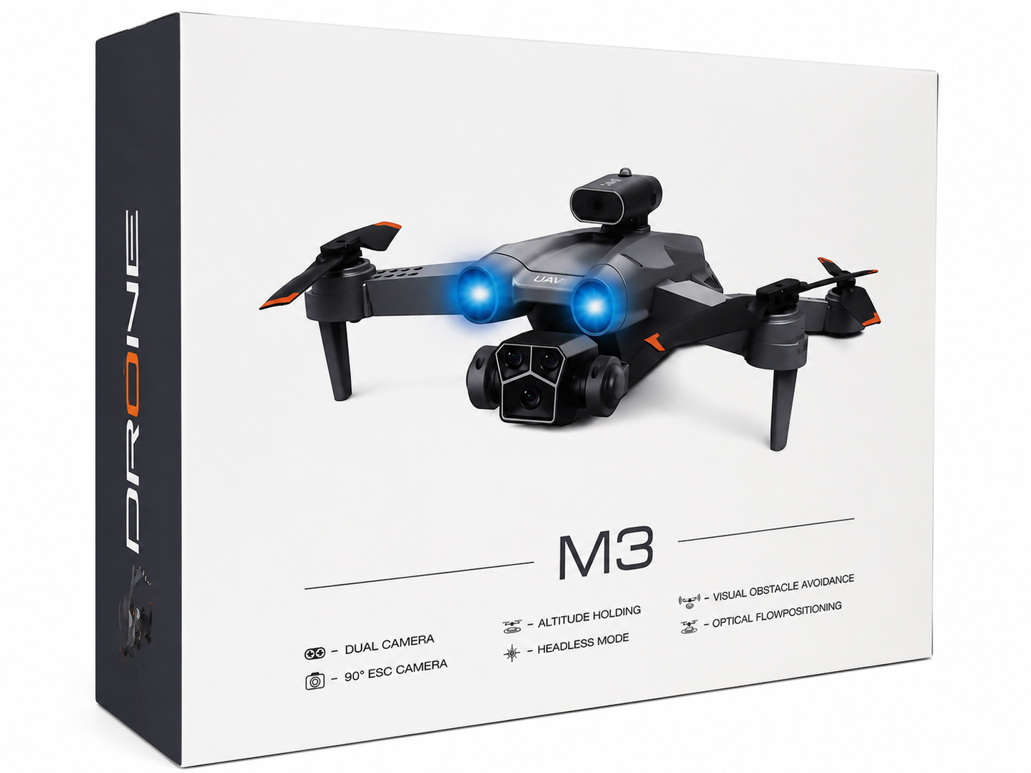 M3 MAX Foldable RC Drone with Dual Camera, 90° ESC Adjustable Camera, Optical Flow Positioning, Visual Obstacle Avoidance & Altitude Hold | Remote Control Quadcopter