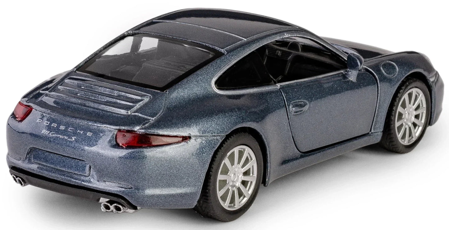 RMZ City 1:36 Porsche 911 Carrera S Diecast Car Model – Opening Doors, Pull Back Action (Red & Grey Variants)
