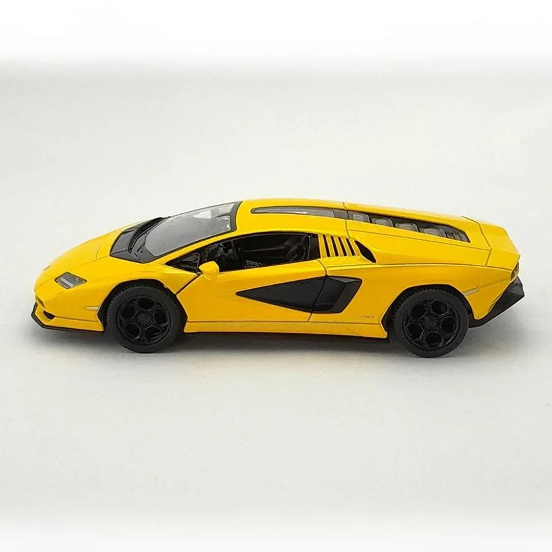 KiNSMART 1:38 Lamborghini Countach LPI 800-4 Diecast Model Car – Pullback, Openable Doors, Collectible Toy- Yellow - Jaiman Toys