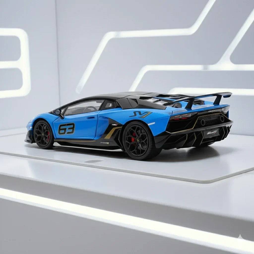 Maxwell 1:64 Aventador SVJ 63 Blue Diecast Car Model