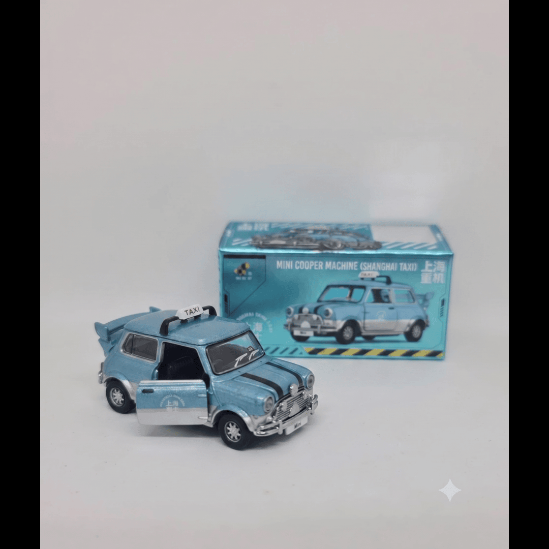 Tiny City 1:50 Mini Cooper Machine Shanghai Taxi Die-Cast Model Car | Classic Shanghai Taxi Collectible with Display Box