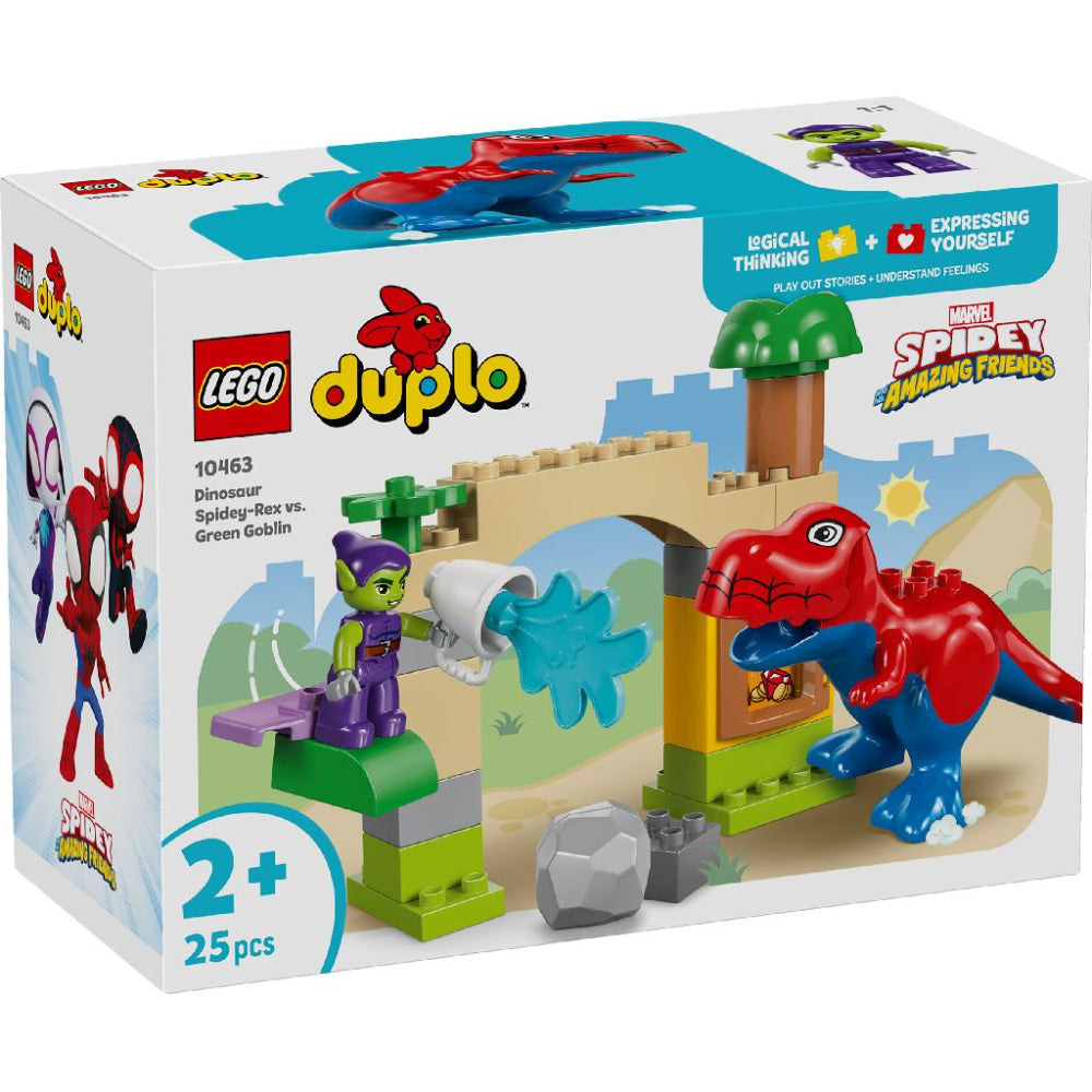 LEGO 10463 DUPLO Spidey Rex vs Green Goblin Dinosaur Set – Toddler Building Toy, 25 Pieces