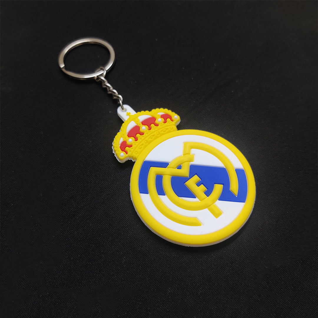 Real Madrid CF Logo Rubber Keychain β Football Club Keyring for Fans