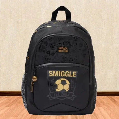 Smiggle Gold Football School Bag β Colorful & Stylish 15-Inch Kids Backpack with Compartments Section For Kids