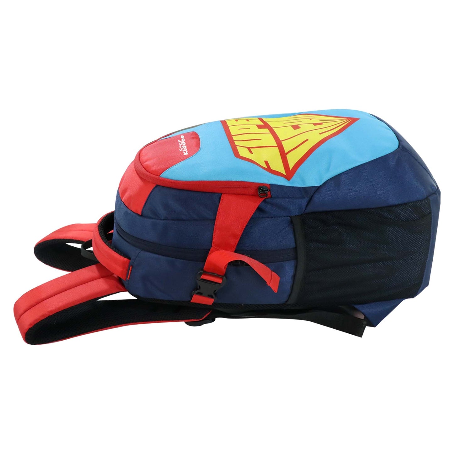 Smily Kiddos Super Hero Kids School Backpack 18 Inch – Blue & Red Multi-Compartment School Bag for Boys