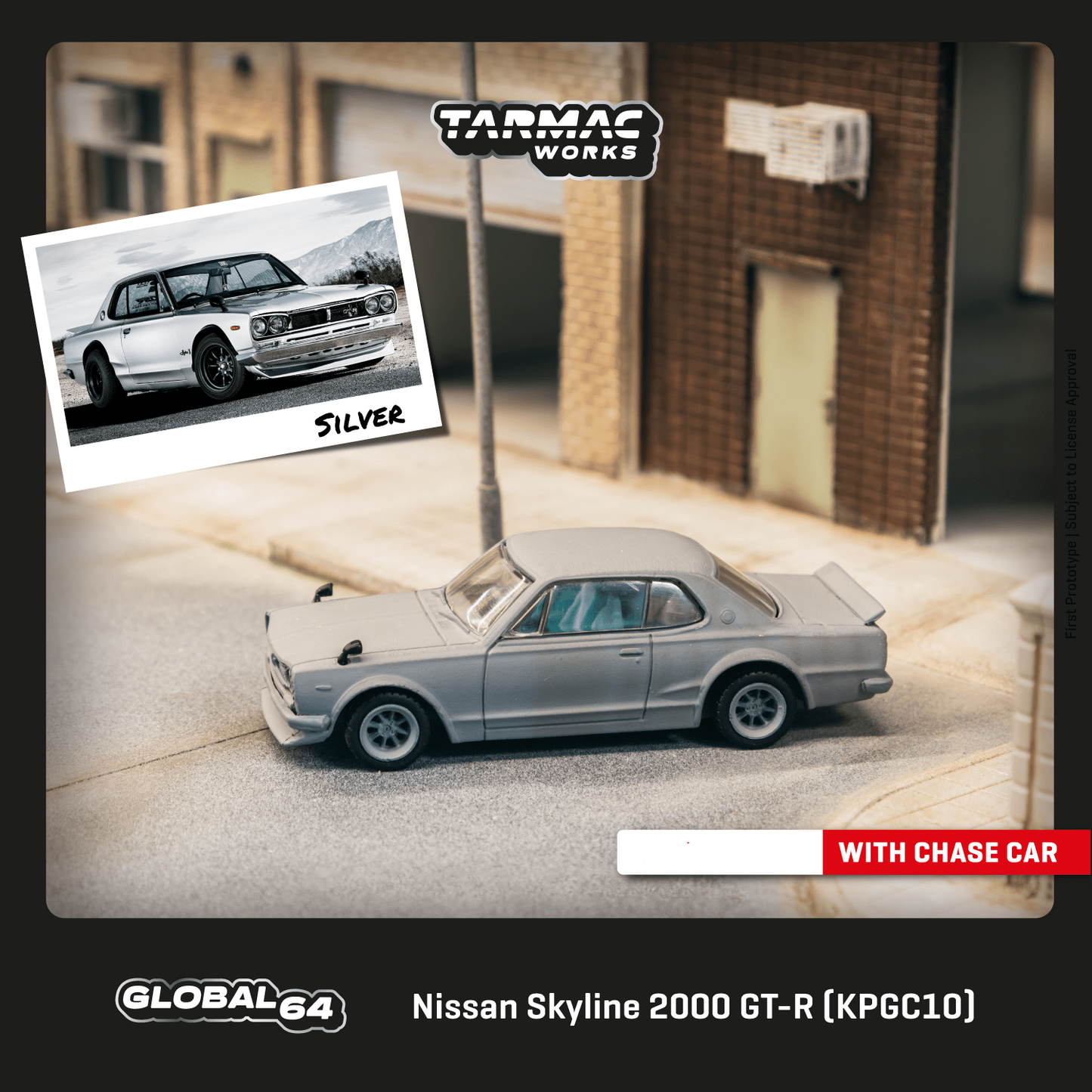 Tarmac Works GLOBAL64 1:64 Nissan Skyline 2000 GT-R (KPGC10) Silver Diecast Model Car (T64G-043-SL)