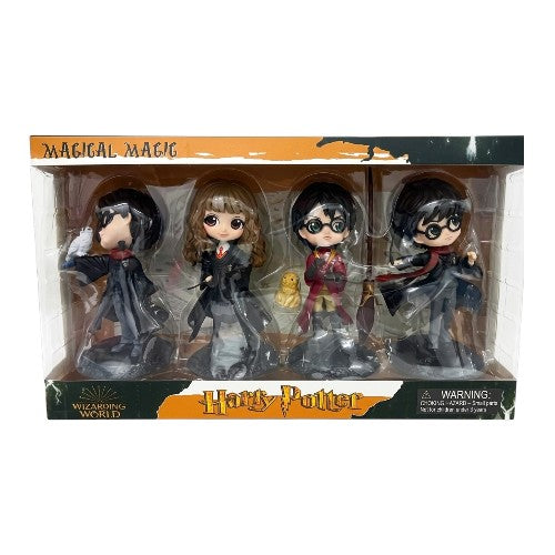 Wizarding World Collectible Harry Potter Character Figure Set β 4-Piece Chibi PVC Action Figure Collection | Display Toy for Fans & Collectors