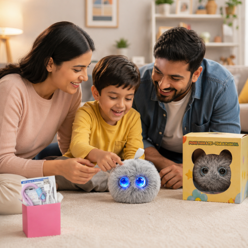 AI Dazi Interactive AI Plush Silver Owl | Smart AI Table Companion with Animated LED Display Eyes | Intelligent Plush Toy | Rechargeable Soft AI Companion for Kids & Adults