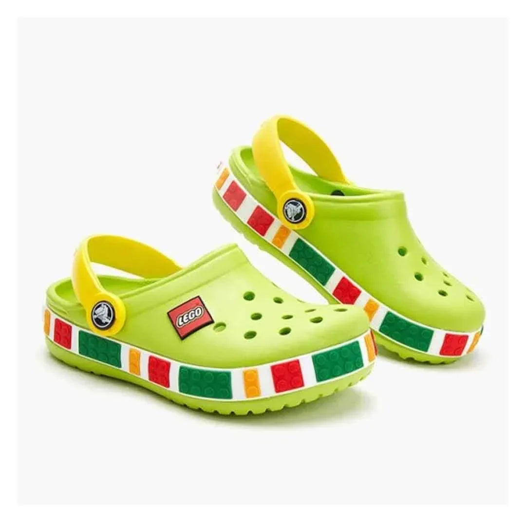 Crocs x LEGO Green Clogs for Kids Unisex Color Block Play Sandals - Jaiman Toys