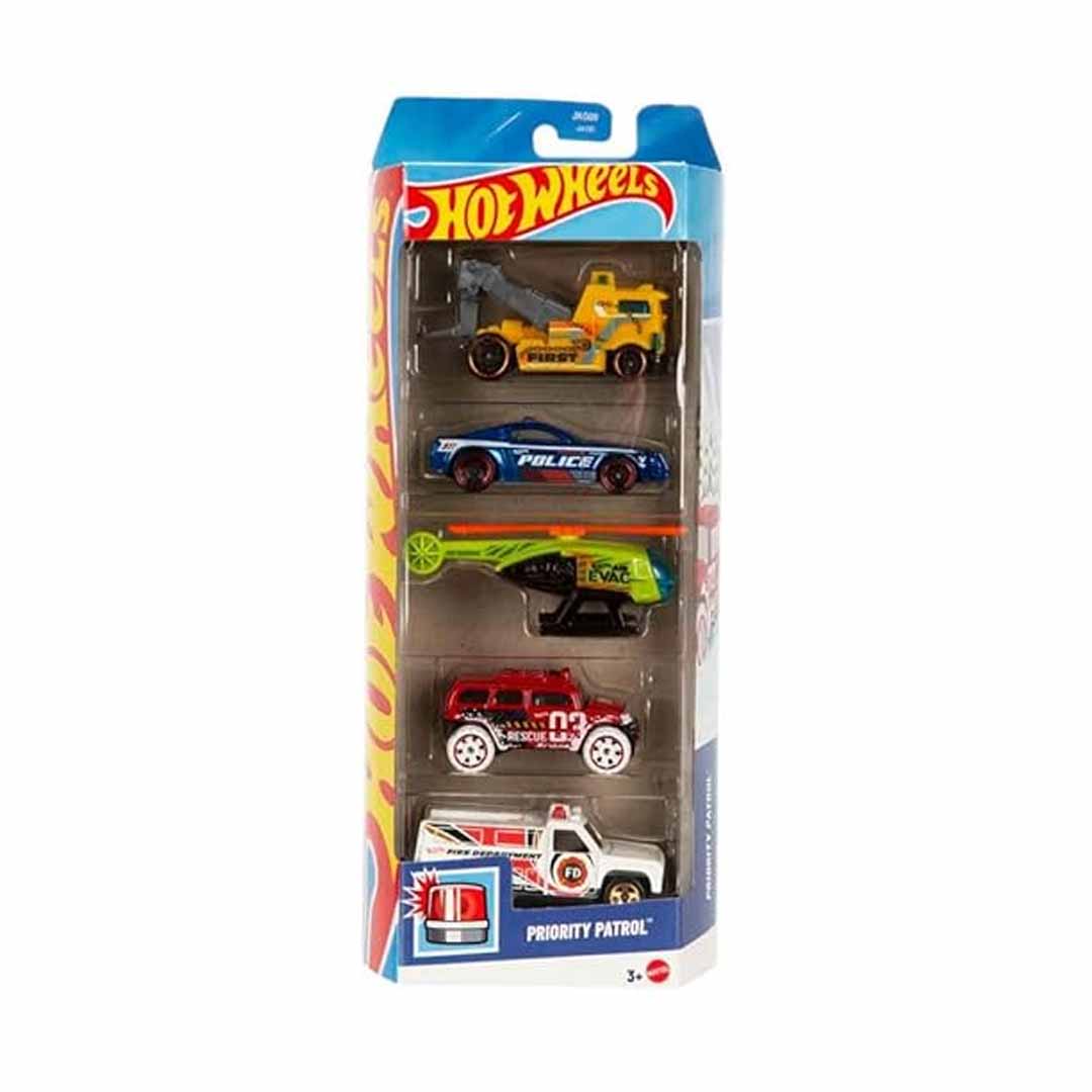 Hot Wheels 2026 Priority Patrol Pack of 5 Die-Cast Cars – Mustang GT Concept, Rapid Responder & More | Multi-Color