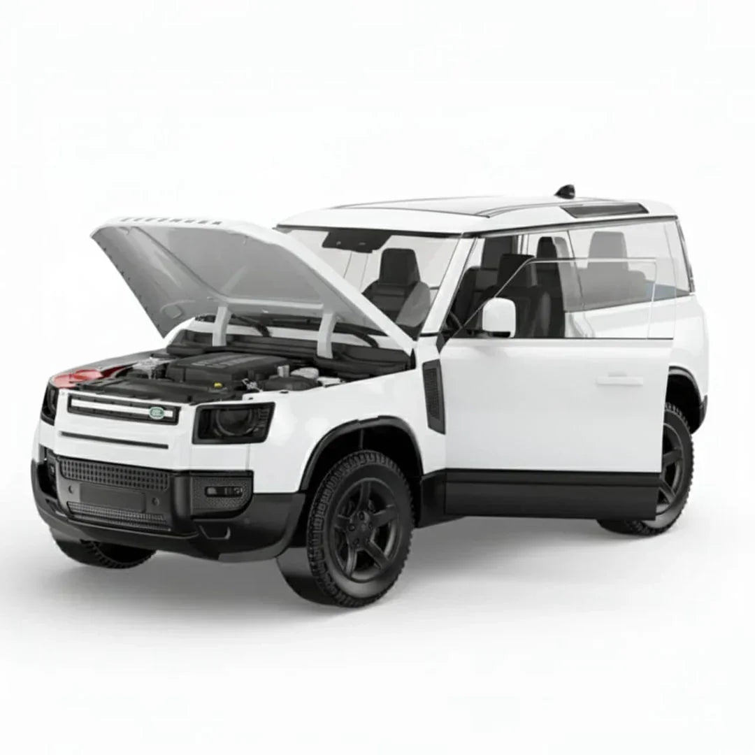 RASTAR 1:24 Scale Land Rover Defender 90 Diecast Model Car – White SUV | Premium Metal Collectible with Opening Doors