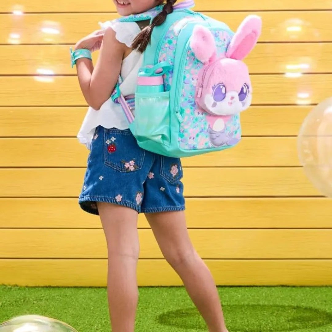 Smiggle Bunny Mermaid Backpack 14 Inch | Kids School Bag with Plush Bunny Design, Dual Bottle Pockets & Padded Straps