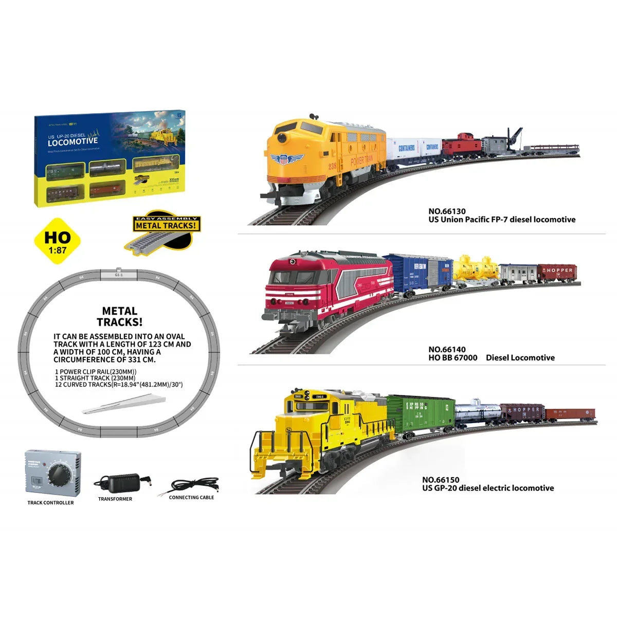 HANFIY HO 1:87 66120 Old Time Steam Locomotive Train Set with Metal Tracks & Controller | 331 cm Track | Beginner Model Railway (14+)- Item No- 66160