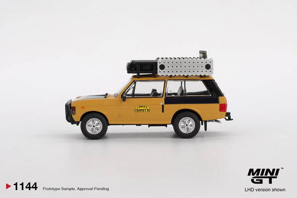 Mini GT 1:64 Blister Pack Range Rover 1981 Camel Trophy Sumatra Winner C. Swoboda & K. Mentel LHD Diecast Model Car (#1144)