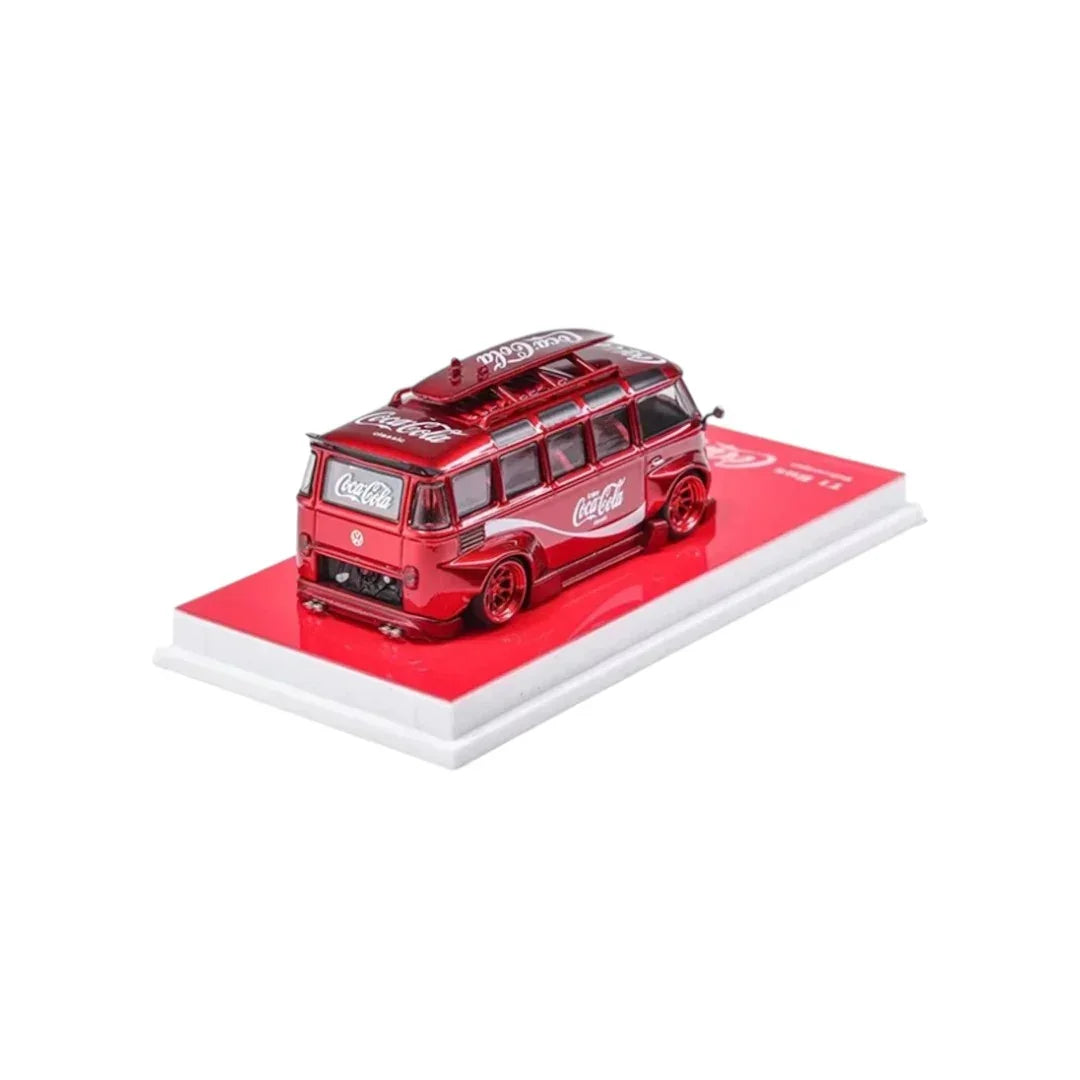 Flame Coke 1:64 Red T1 Bus Volkswagen Camper Bus Kombi Sports Model Diecast Metal Car - Jaiman Toys