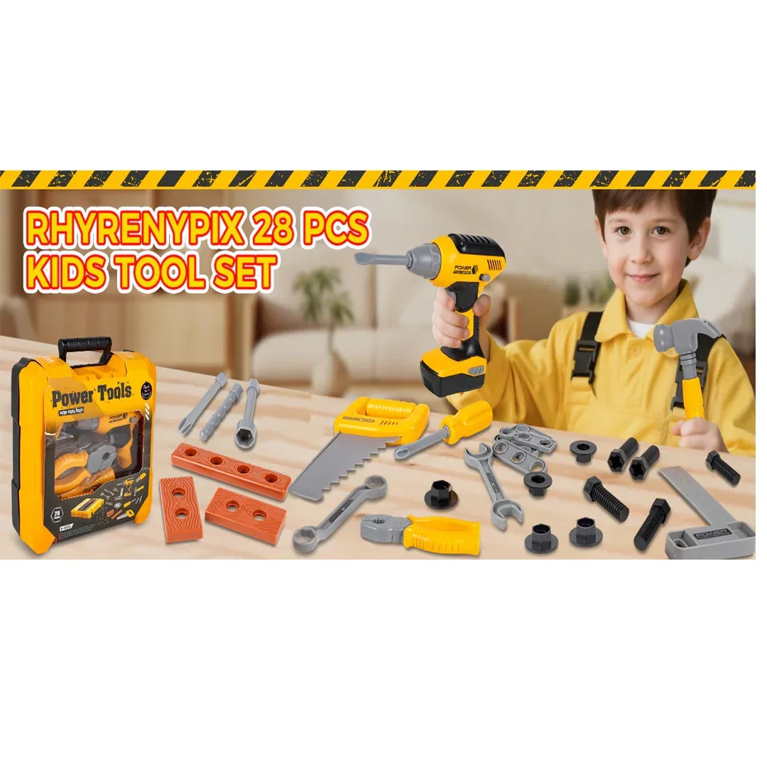 Kids Tool Set with Toy Drill & Tool Box | Pretend Play Construction Toys for Boys 3–6 Years