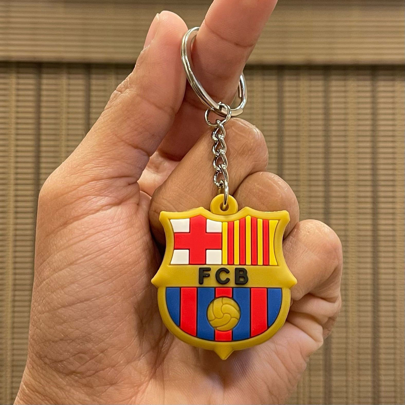 FC Barcelona Logo Rubber Keychain – FCB Football Club Keyring for Fans