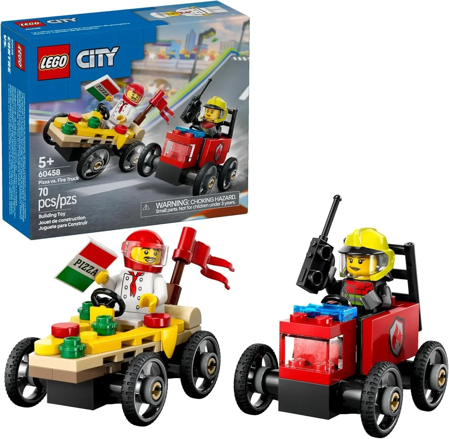 LEGO 60458 City Pizza vs. Fire Truck Race Car - Jaiman Toys