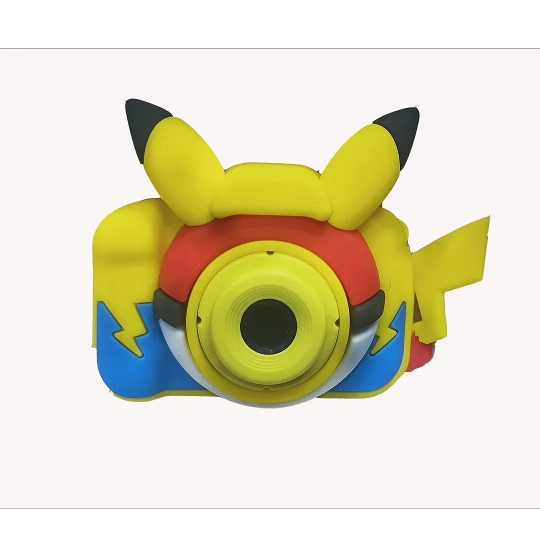 Yellow cartoon-themed toy camera with character ears, lightning bolt accents, and a round lens