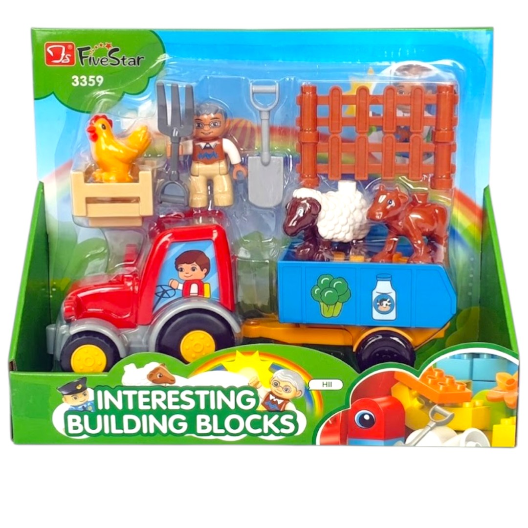 Five Star 3359 Farm Tractor Building Blocks Set – Kids Farm Playset with Animals & Accessories