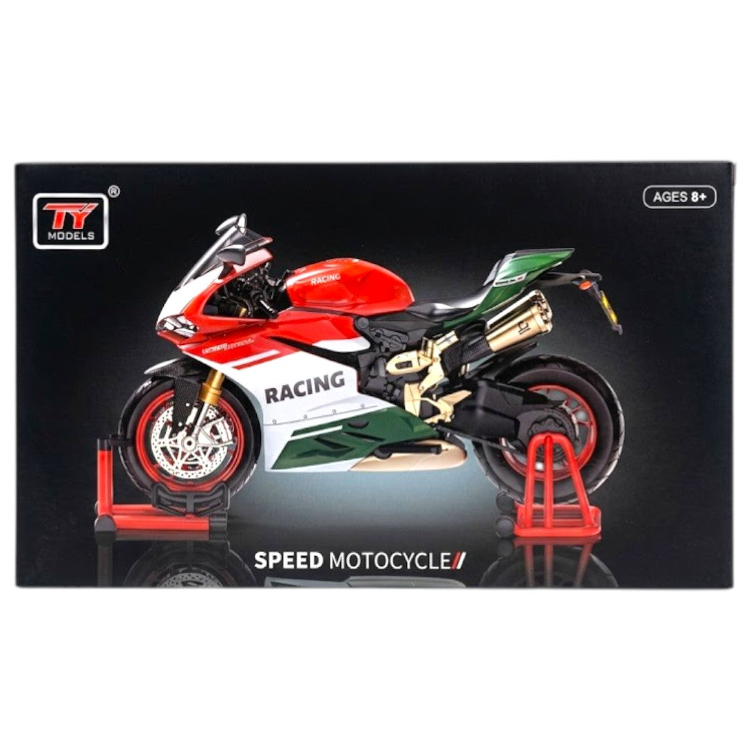 TY Models Speed Racing Motorcycle Die-Cast Bike Model with Display Stand – Premium Collectible Sports Bike (Ages 8+)