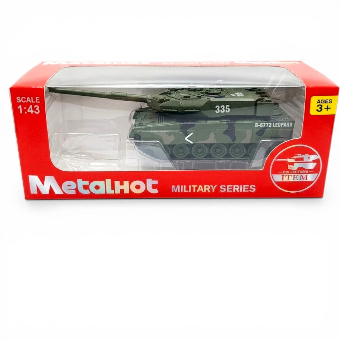 MetalHot Military Tank Die-Cast Model 1:43 Scale – B-6772 Leopard Army Tank Collectible