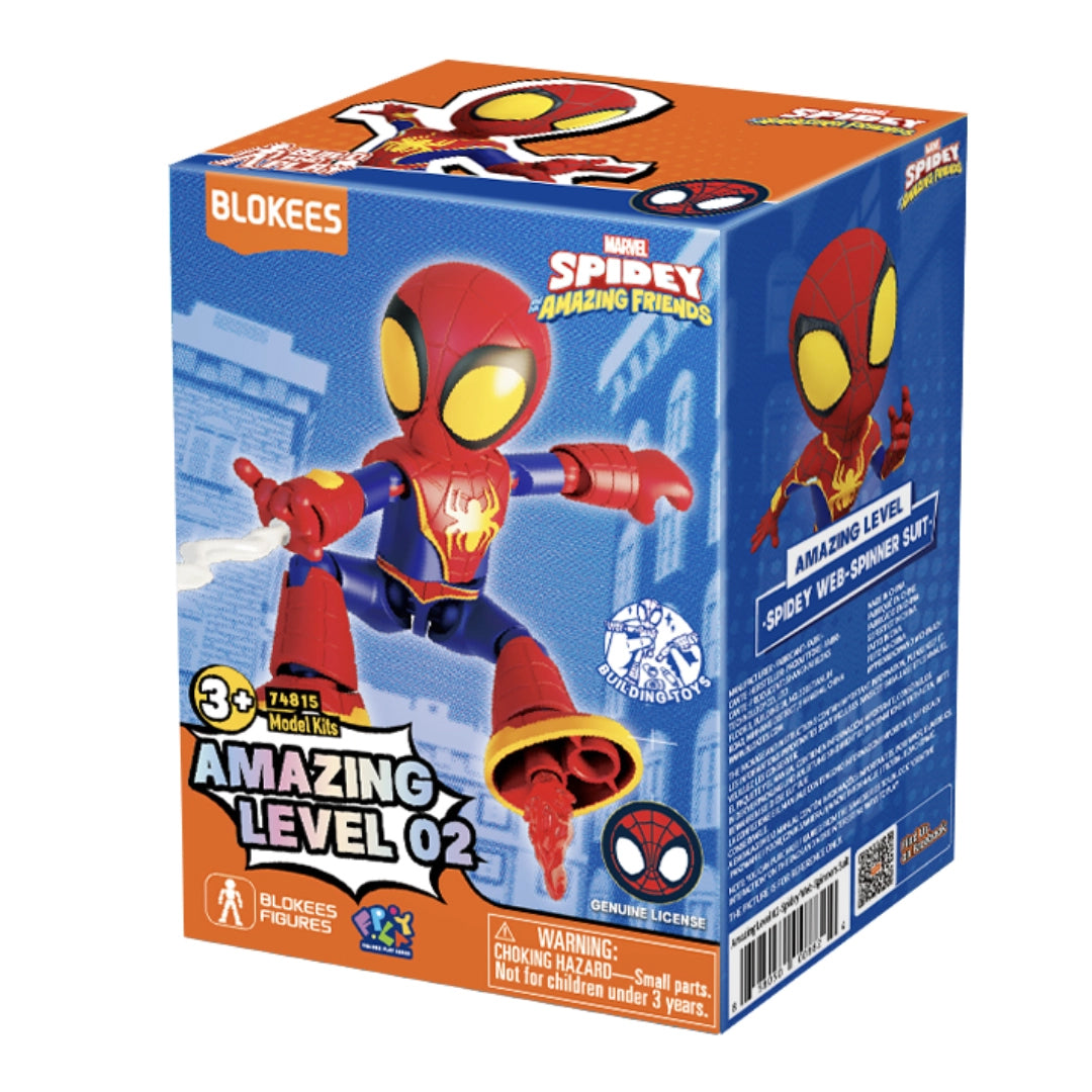 Blokees 74815 Marvel Spidey Web-Spinner Suit Buildable Figure – Amazing Level 02 Model Kit | Spidey & His Amazing Friends Toy (Ages 3+)