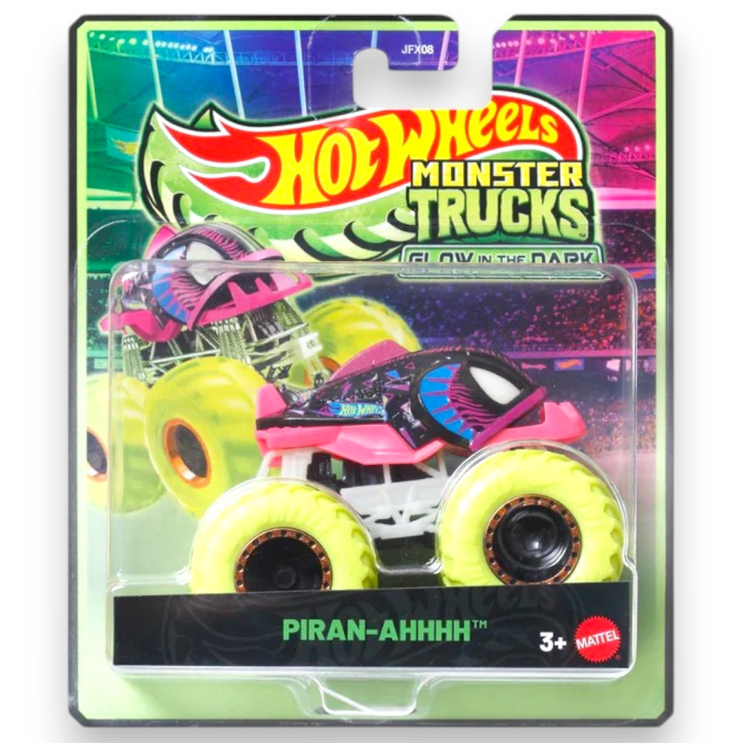 Hot Wheels 1:64 Monster Trucks Piran-Ahhhh Glow in the Dark Die-Cast Truck – Scale Monster Truck Toy