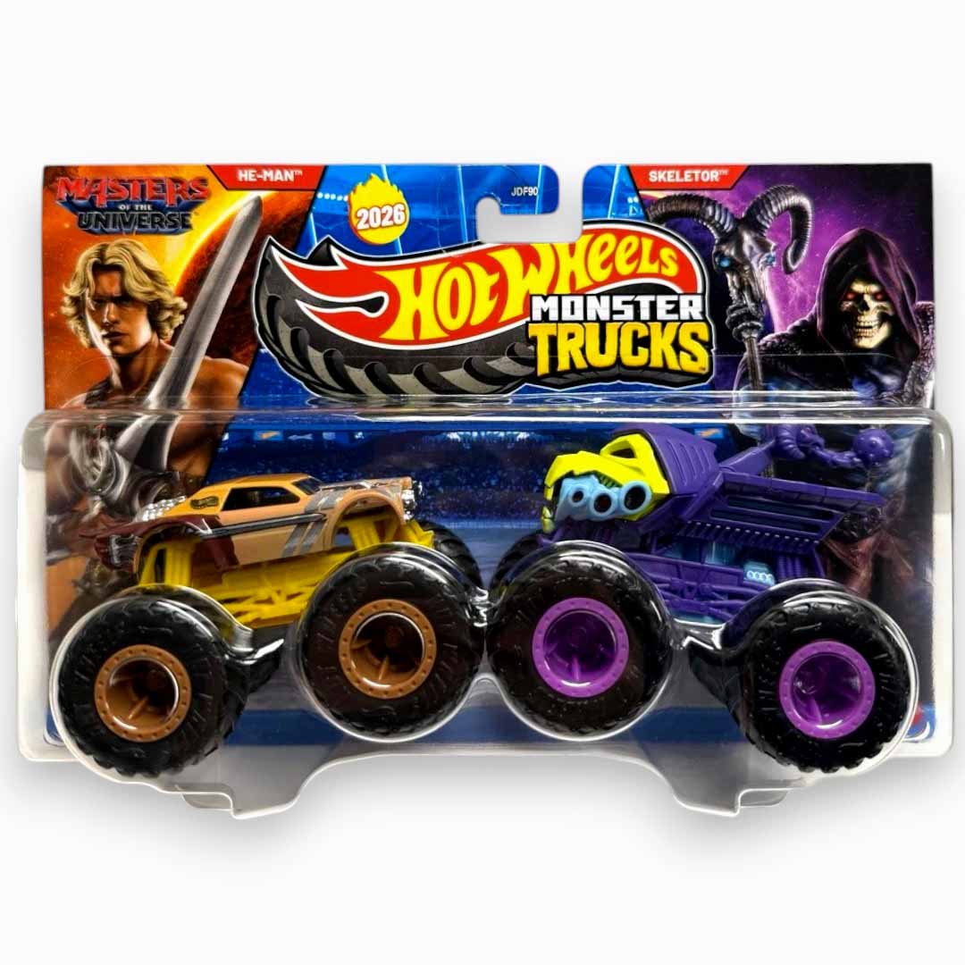 Hot Wheels 1:64 Scale Monster Trucks He-Man + Skeletor Die-Cast Truck Set – Masters of the Universe 2-Pack